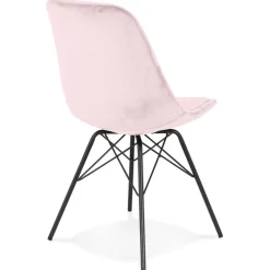 ALTEREGO Chaise design 'ZAZY' en velours rose et pieds en métal noir Best