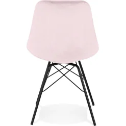 ALTEREGO Chaise design 'ZAZY' en velours rose et pieds en métal noir Best