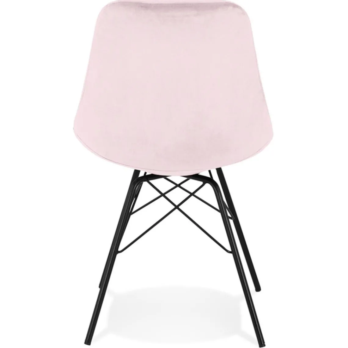 ALTEREGO Chaise design 'ZAZY' en velours rose et pieds en métal noir Best