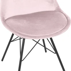 ALTEREGO Chaise design 'ZAZY' en velours rose et pieds en métal noir Best