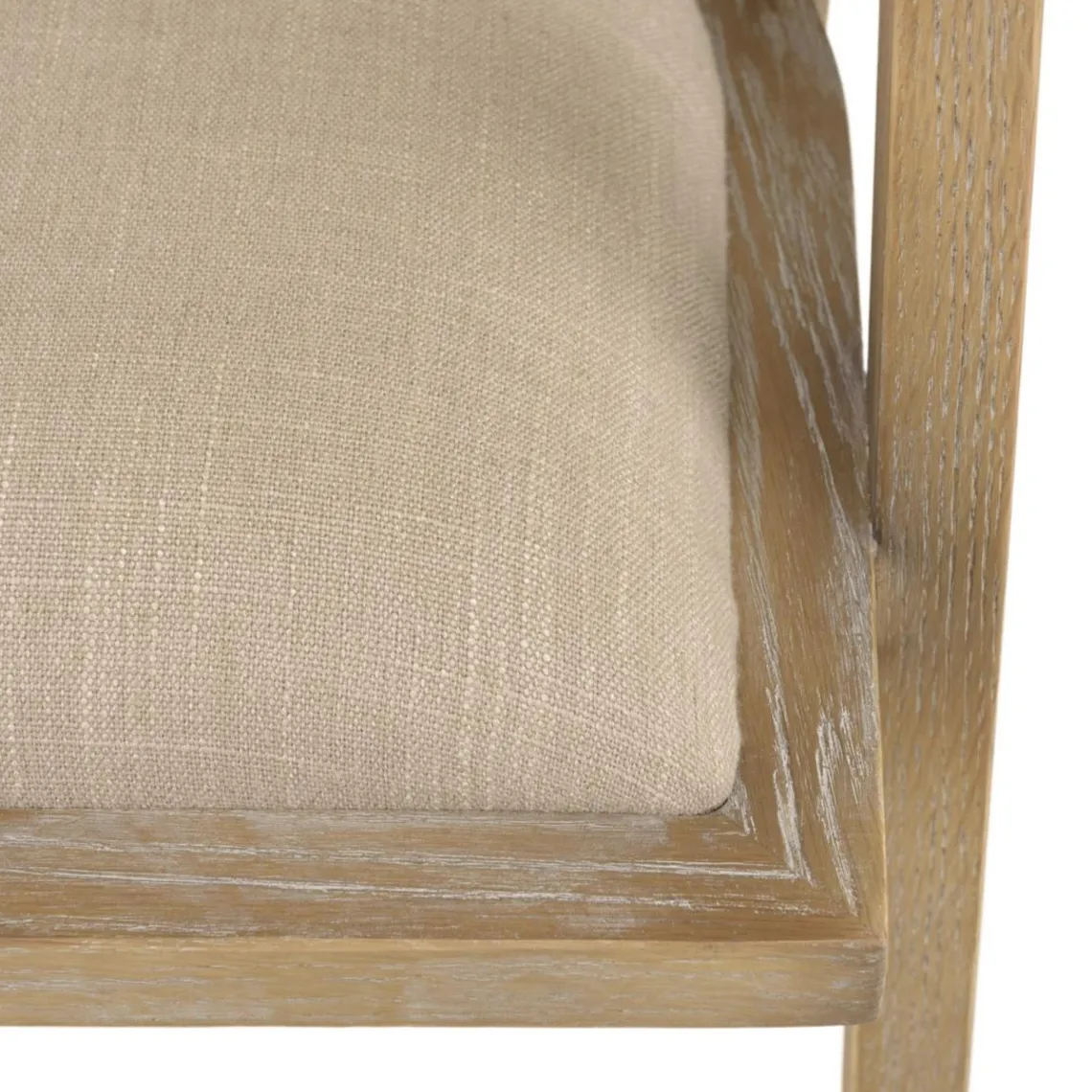 Macabane Chaise en bois assise tissu couleur lin dossier rotin naturel PIERRE Sale