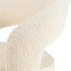 Macabane Chaise en tissu bouclette écru, dossier ouvert, pieds en bois PIERRE Outlet