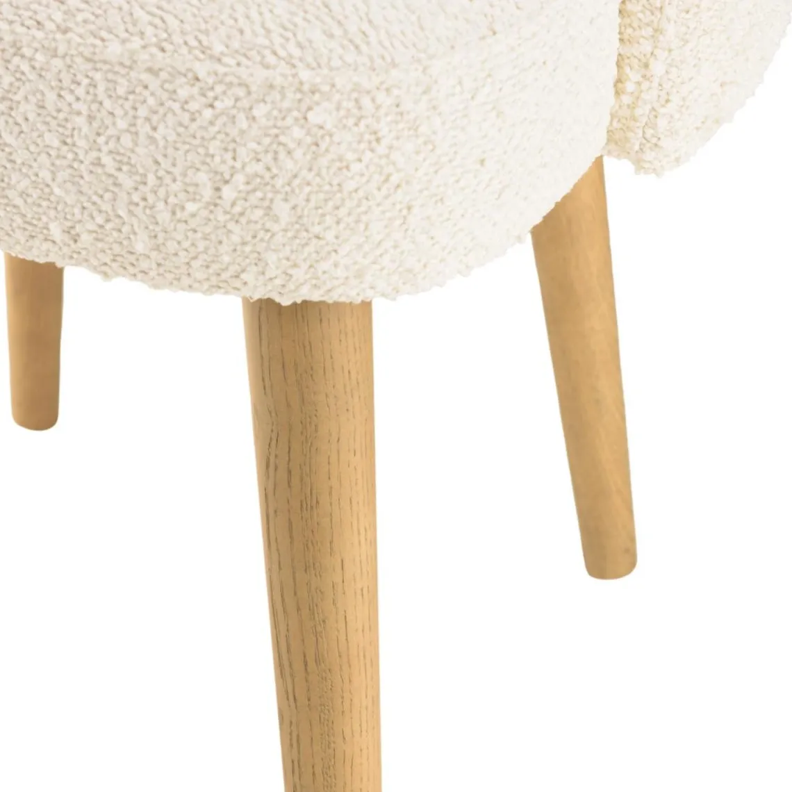 Macabane Chaise en tissu bouclette écru, dossier ouvert, pieds en bois PIERRE Outlet