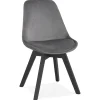 ALTEREGO Chaise en velours gris 'JOE' avec structure en bois noir Hot