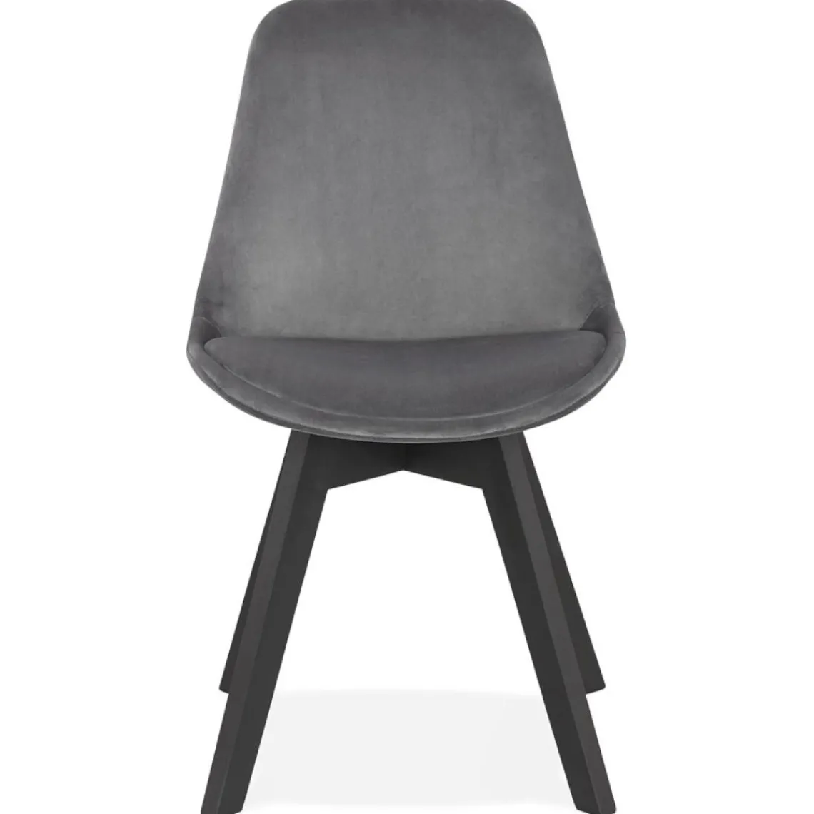 ALTEREGO Chaise en velours gris 'JOE' avec structure en bois noir Hot