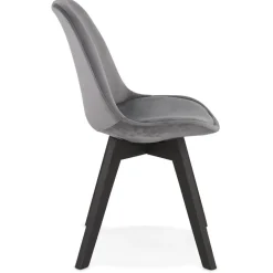 ALTEREGO Chaise en velours gris 'JOE' avec structure en bois noir Hot