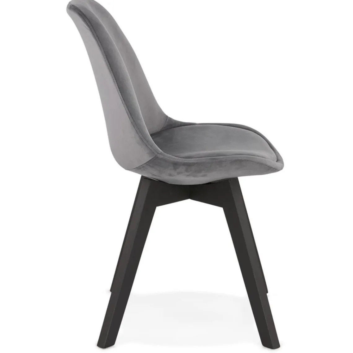 ALTEREGO Chaise en velours gris 'JOE' avec structure en bois noir Hot