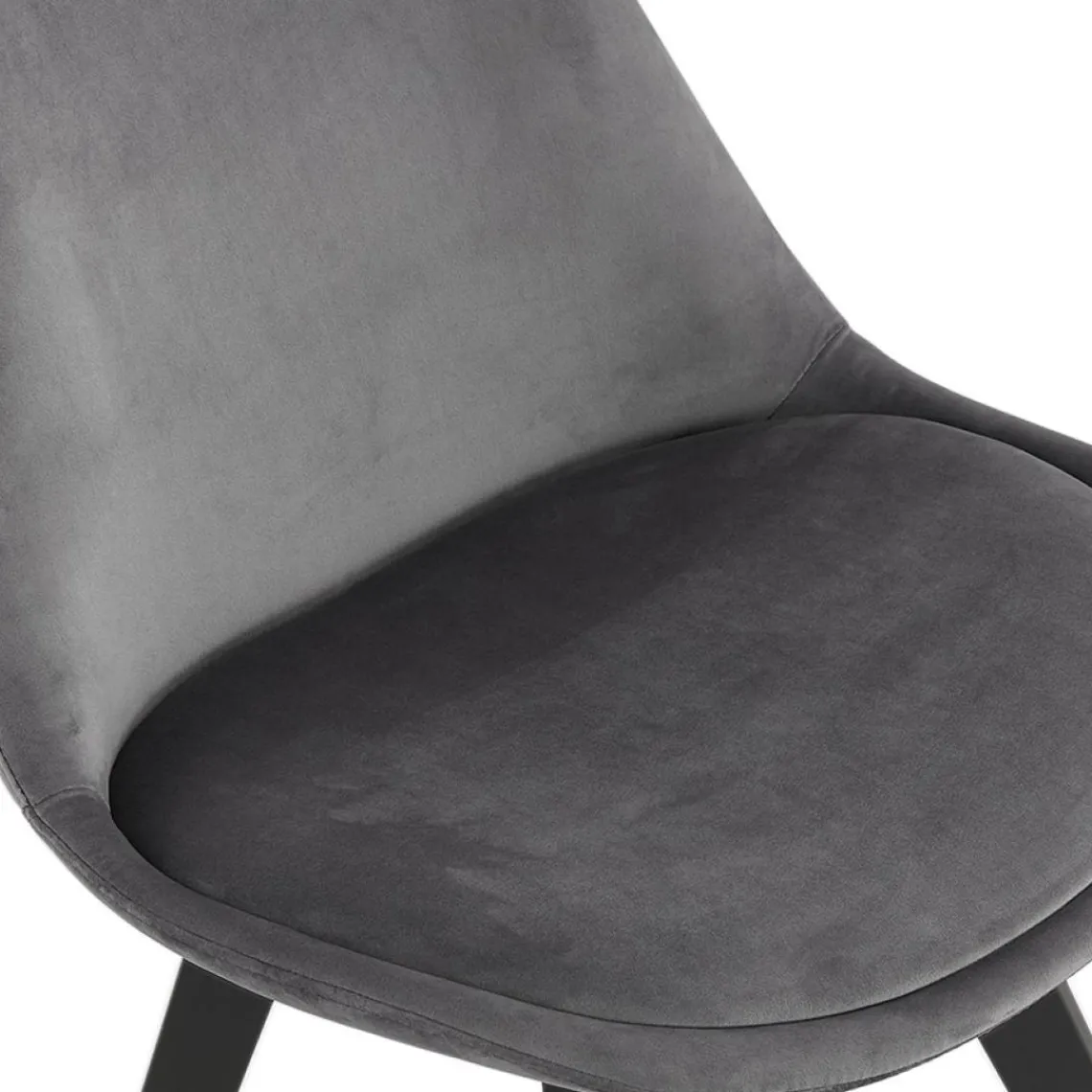 ALTEREGO Chaise en velours gris 'JOE' avec structure en bois noir Hot