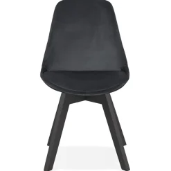 ALTEREGO Chaise en velours noir 'JOE' avec structure en bois noir