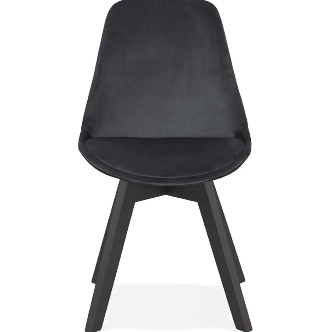 ALTEREGO Chaise en velours noir 'JOE' avec structure en bois noir