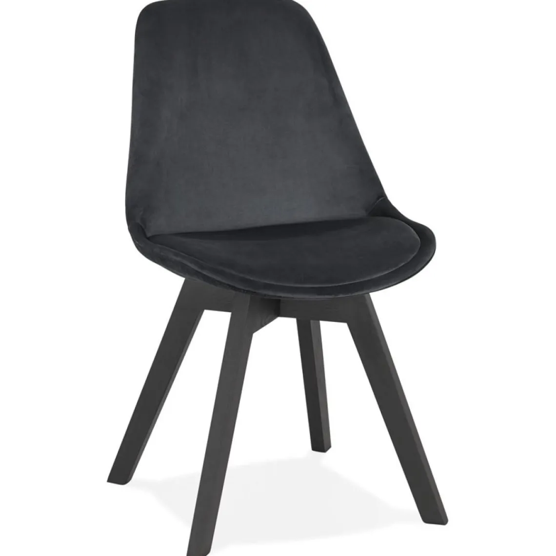 ALTEREGO Chaise en velours noir 'JOE' avec structure en bois noir