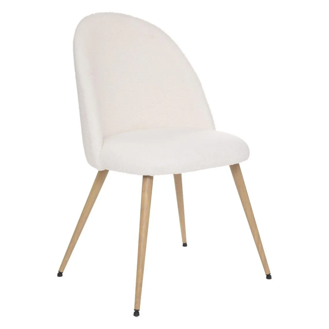 3S. x Home Chaise imitation hêtre bouclette Slano blanc Best