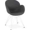 ALTEREGO Chaise moderne 'ATOL' en tissu gris foncé avec pieds en métal blanc Discount