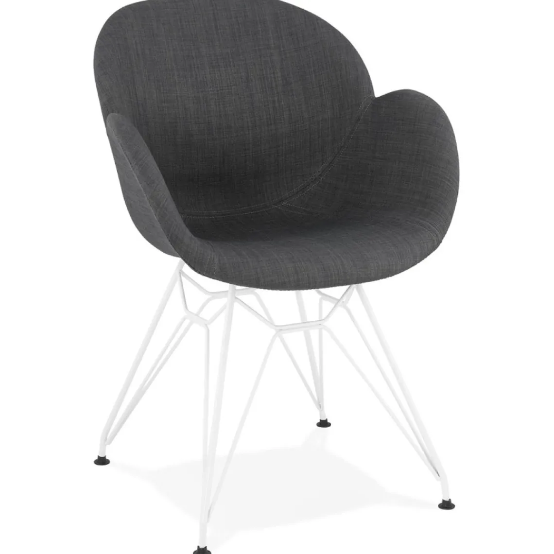 ALTEREGO Chaise moderne 'ATOL' en tissu gris foncé avec pieds en métal blanc Discount