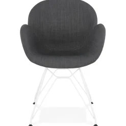 ALTEREGO Chaise moderne 'ATOL' en tissu gris foncé avec pieds en métal blanc Discount