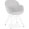 ALTEREGO Chaise moderne 'ATOL' en tissu gris clair avec pieds en métal blanc Online