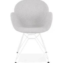 ALTEREGO Chaise moderne 'ATOL' en tissu gris clair avec pieds en métal blanc Online