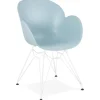 ALTEREGO Chaise moderne 'FIDJI' bleue avec pieds en métal blanc Best