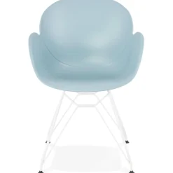 ALTEREGO Chaise moderne 'FIDJI' bleue avec pieds en métal blanc Best