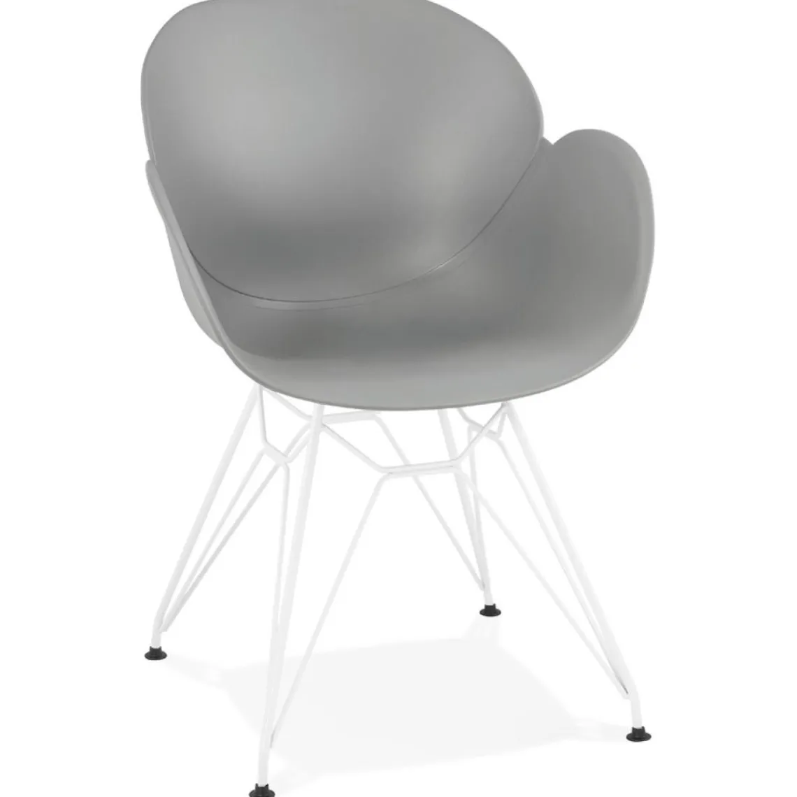 ALTEREGO Chaise moderne 'FIDJI' grise avec pieds en métal blanc Online