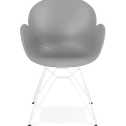 ALTEREGO Chaise moderne 'FIDJI' grise avec pieds en métal blanc Online