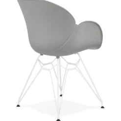 ALTEREGO Chaise moderne 'FIDJI' grise avec pieds en métal blanc Online