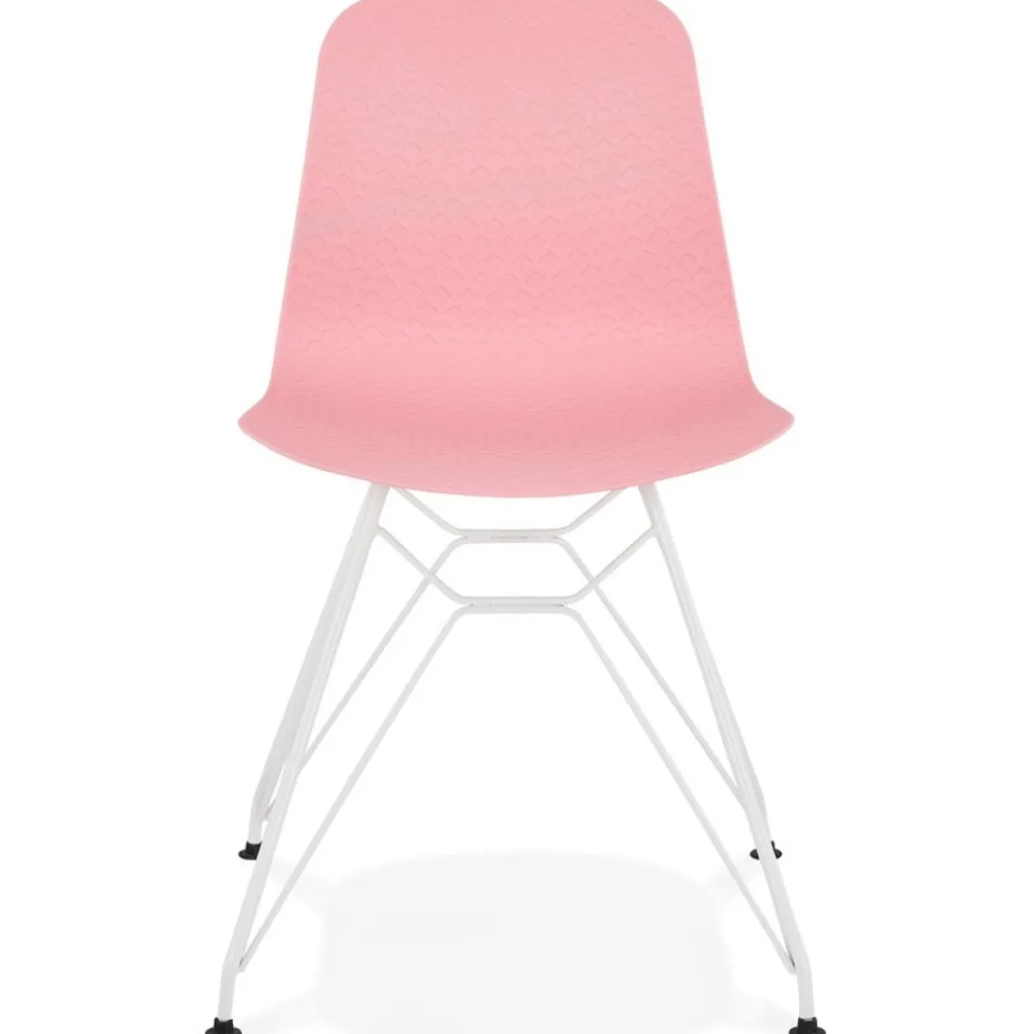 ALTEREGO Chaise moderne 'GAUDY' rose avec pied en métal blanc Clearance