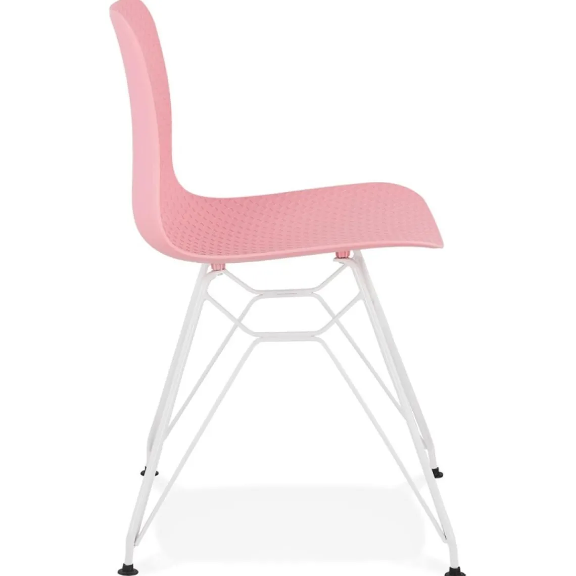 ALTEREGO Chaise moderne 'GAUDY' rose avec pied en métal blanc Clearance