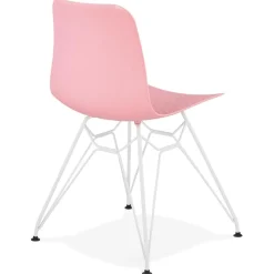 ALTEREGO Chaise moderne 'GAUDY' rose avec pied en métal blanc Clearance