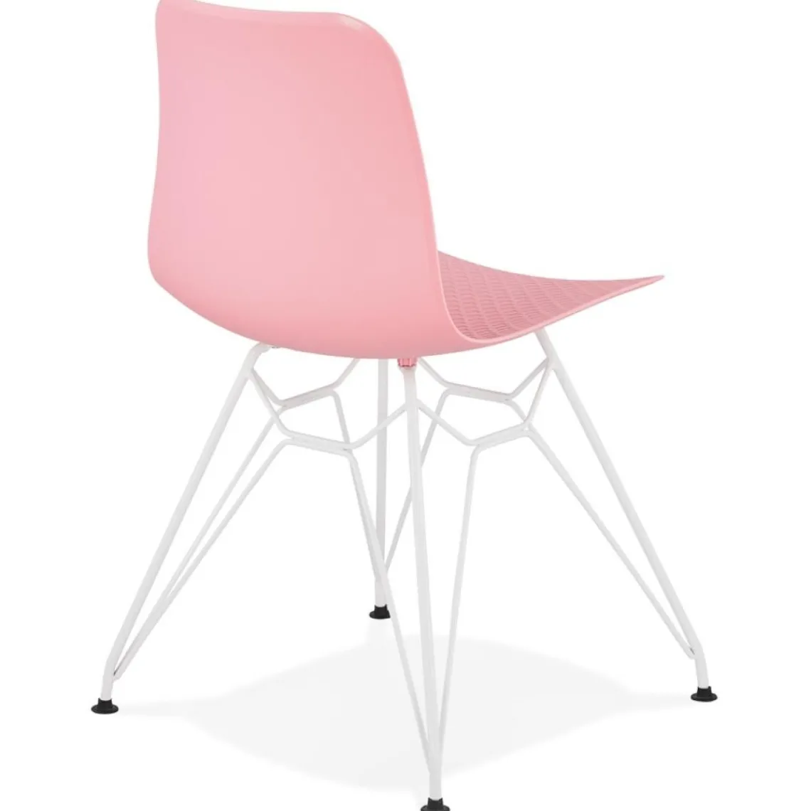 ALTEREGO Chaise moderne 'GAUDY' rose avec pied en métal blanc Clearance