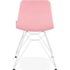 ALTEREGO Chaise moderne 'GAUDY' rose avec pied en métal blanc Clearance