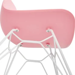 ALTEREGO Chaise moderne 'GAUDY' rose avec pied en métal blanc Clearance