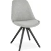 ALTEREGO Chaise moderne 'HIPHOP' en tissu gris et pieds en bois noir Outlet