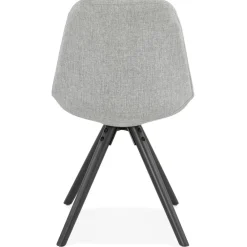 ALTEREGO Chaise moderne 'HIPHOP' en tissu gris et pieds en bois noir Outlet