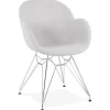 ALTEREGO Chaise moderne 'ORIGAMI' en tissu gris clair avec pieds en métal chromé Clearance