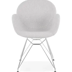 ALTEREGO Chaise moderne 'ORIGAMI' en tissu gris clair avec pieds en métal chromé Clearance