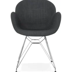 ALTEREGO Chaise moderne 'ORIGAMI' en tissu gris foncé avec pieds en métal chromé Online