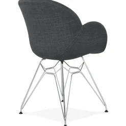 ALTEREGO Chaise moderne 'ORIGAMI' en tissu gris foncé avec pieds en métal chromé Online