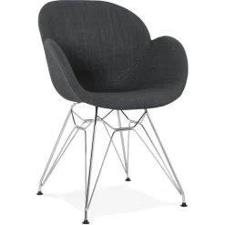 ALTEREGO Chaise moderne 'ORIGAMI' en tissu gris foncé avec pieds en métal chromé Online
