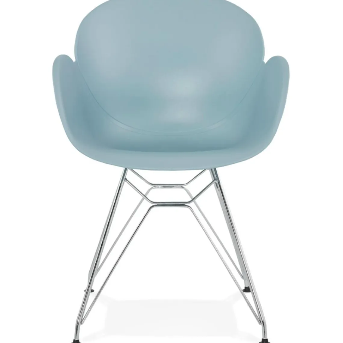 ALTEREGO Chaise moderne 'UNAMI' bleue en matière plastique avec pieds en métal chromé New