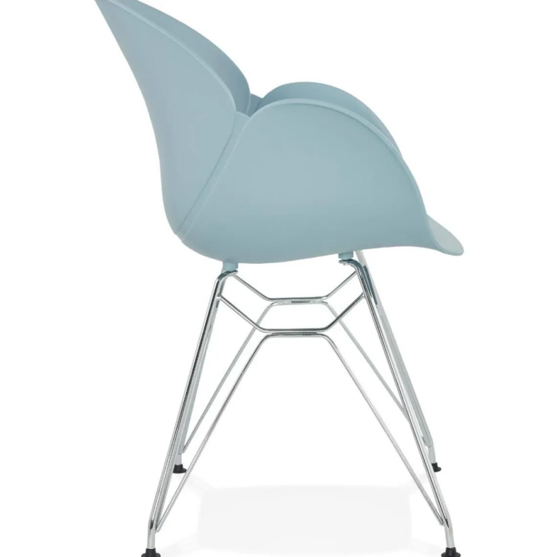 ALTEREGO Chaise moderne 'UNAMI' bleue en matière plastique avec pieds en métal chromé New