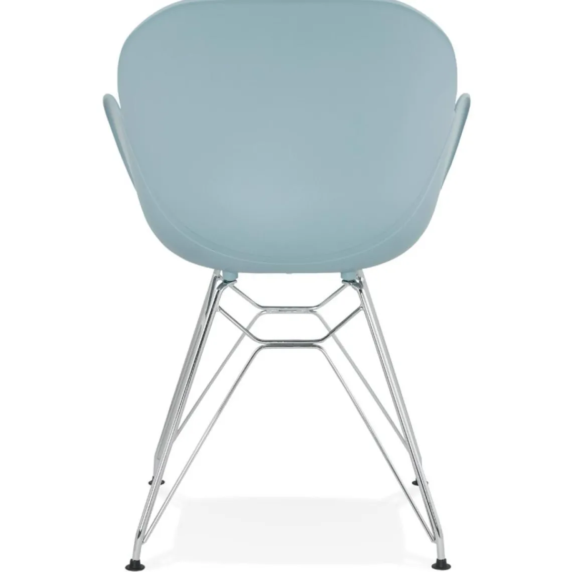 ALTEREGO Chaise moderne 'UNAMI' bleue en matière plastique avec pieds en métal chromé New