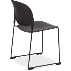 ALTEREGO Chaise 'PILA' noire avec assise plastique et structure métal New