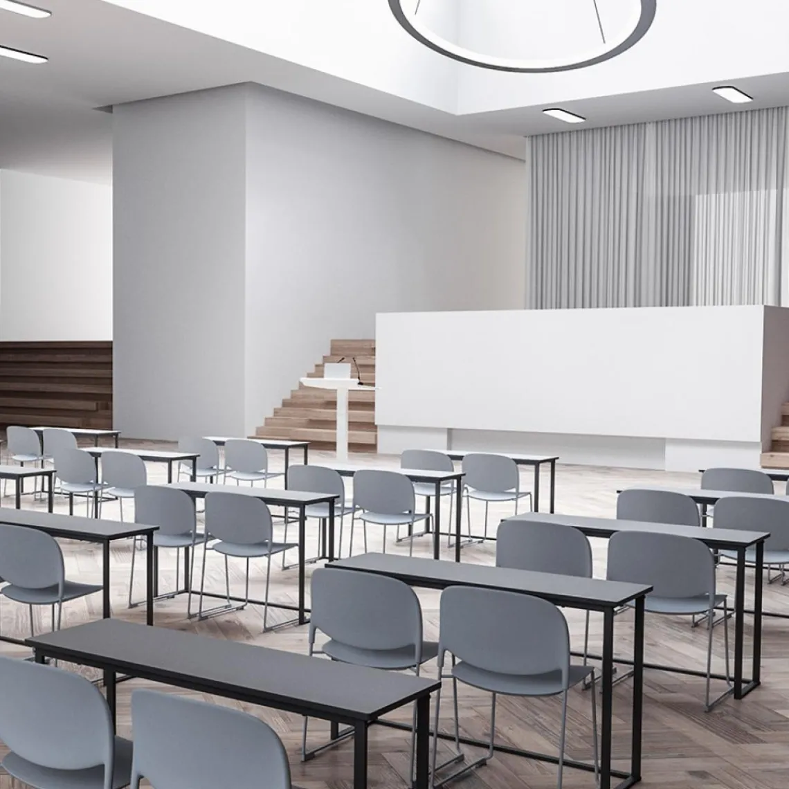 ALTEREGO Chaise 'PILA' noire avec assise plastique et structure métal New