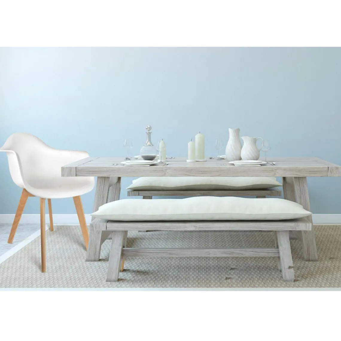 3S. x Home Chaise scandinave avec accoudoir ORKNEY Blanc New