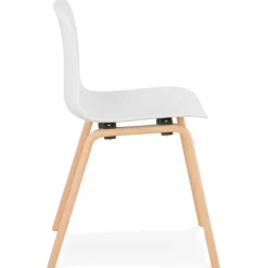 ALTEREGO Chaise scandinave 'PACIFIK' blanche avec pieds en bois finition naturelle Hot