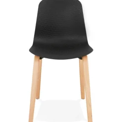 ALTEREGO Chaise scandinave 'PACIFIK' noire avec pieds en bois finition naturelleChaise scandinave 'PACIFIK' noire avec pieds en bois finition naturelle Best