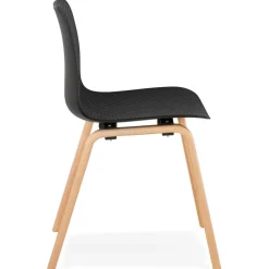 ALTEREGO Chaise scandinave 'PACIFIK' noire avec pieds en bois finition naturelleChaise scandinave 'PACIFIK' noire avec pieds en bois finition naturelle Best