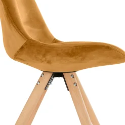 ALTEREGO Chaise vintage en velours moutarde et pieds en bois noir 'RICKY' Clearance