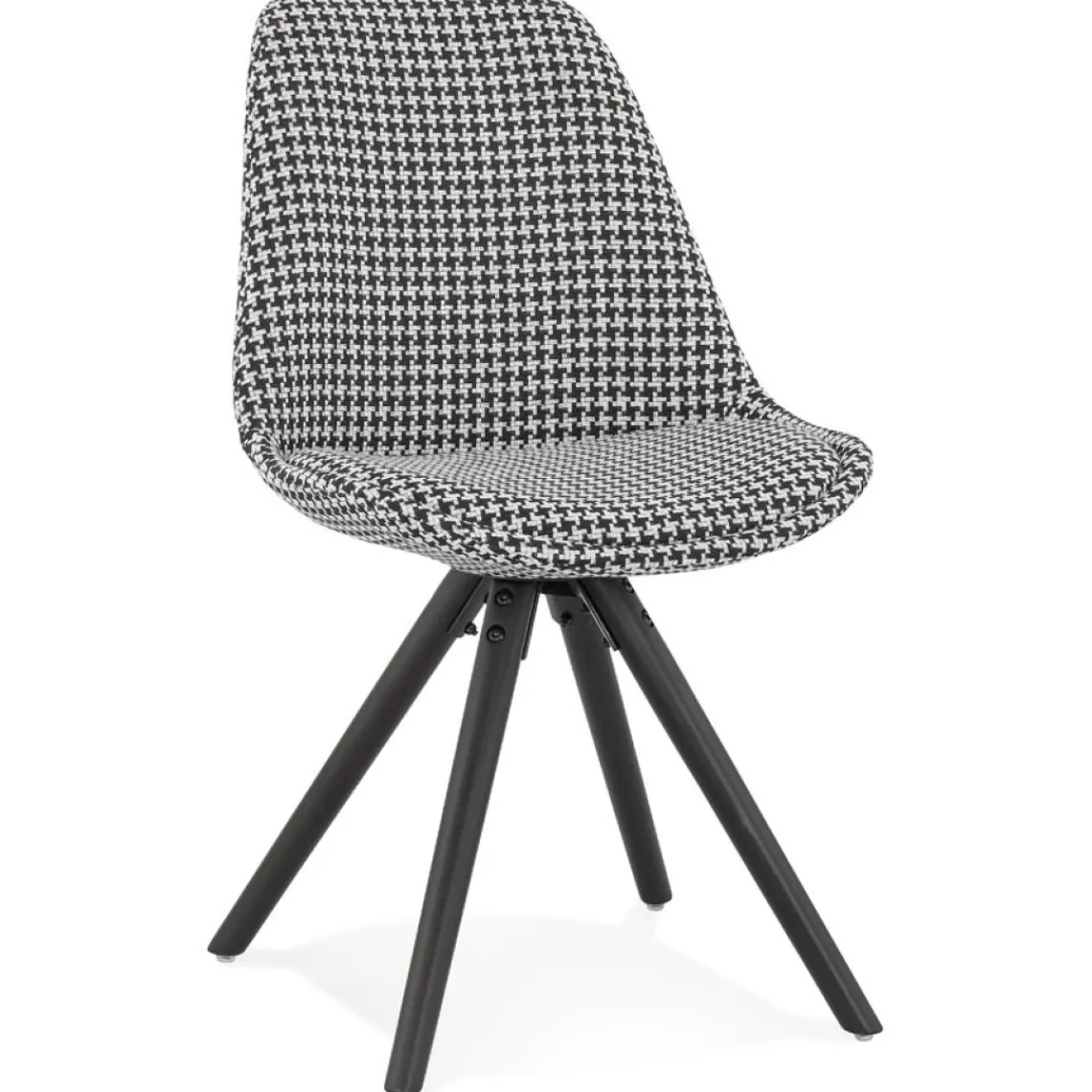 ALTEREGO Chaise vintage 'RICKY' en tissu pied de poule et pieds en bois noir Best